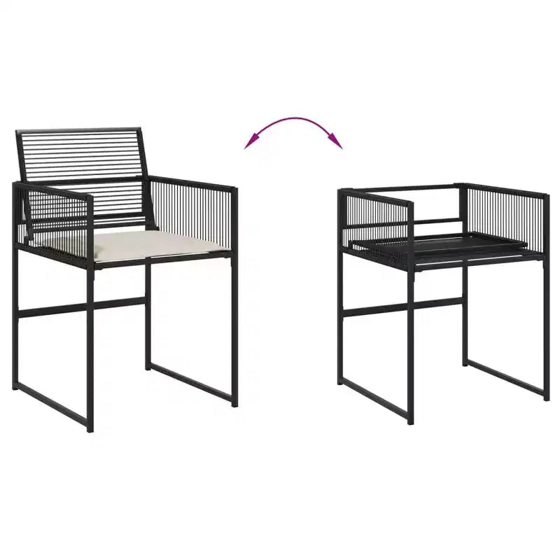 vidaXL Patio Dining Set with Cushions Outdoor Table and Chair Black Poly Rattan