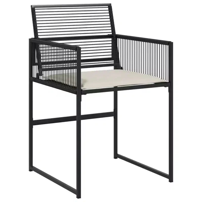 vidaXL Patio Dining Set with Cushions Outdoor Table and Chair Black Poly Rattan
