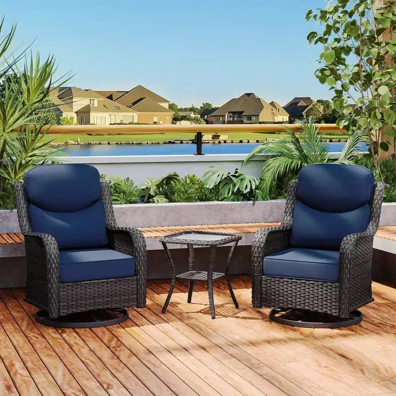 UPTIOT 2-person Outdoor Rattan Seating Group With Cushions