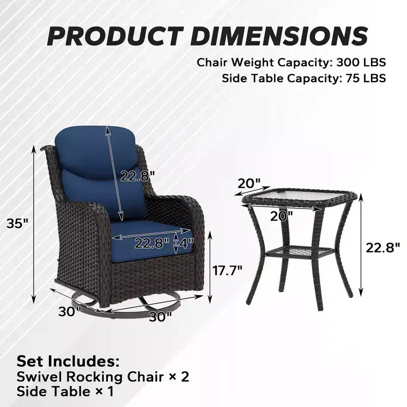 UPTIOT 2-person Outdoor Rattan Seating Group With Cushions