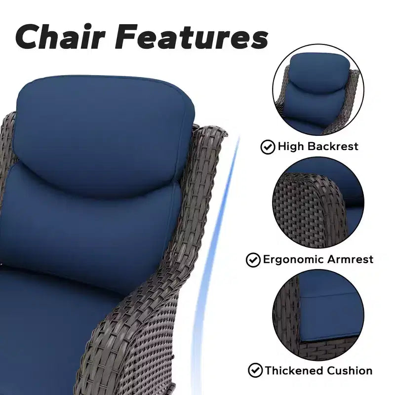 UPTIOT 2-person Outdoor Rattan Seating Group With Cushions
