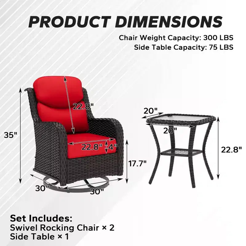 UPTIOT 2-person Outdoor Rattan Seating Group With Cushions