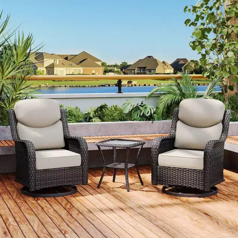 UPTIOT 2-person Outdoor Rattan Seating Group With Cushions