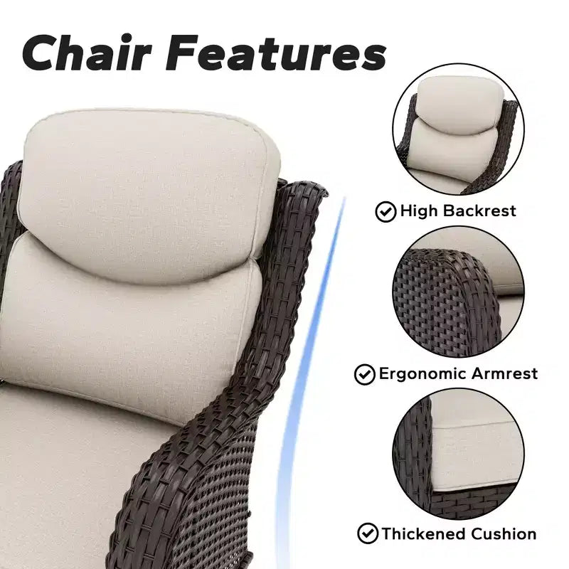 UPTIOT 2-person Outdoor Rattan Seating Group With Cushions