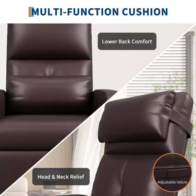 Power Lift Recliner Chair, Overstuffed PU Leather Single Sofa with Tall Back & 2 Side Pockets, Adjustable Home Theater Seating for Living Room