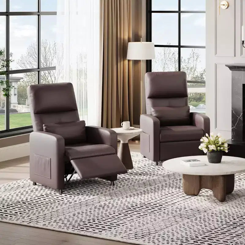 Power Lift Recliner Chair, Overstuffed PU Leather Single Sofa with Tall Back & 2 Side Pockets, Adjustable Home Theater Seating for Living Room