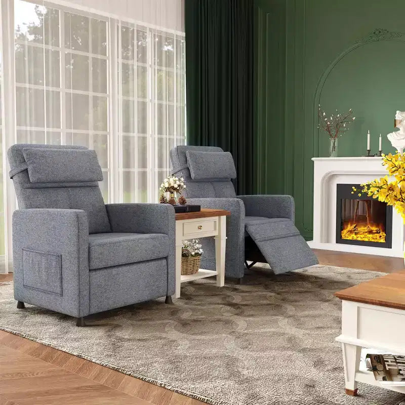 Power Recliner Chair, Ergonomic Linen Single Sofa with Padded Seat & 2 Side Pockets, Adjustable Electric Recliner for Living Room, Bedroom
