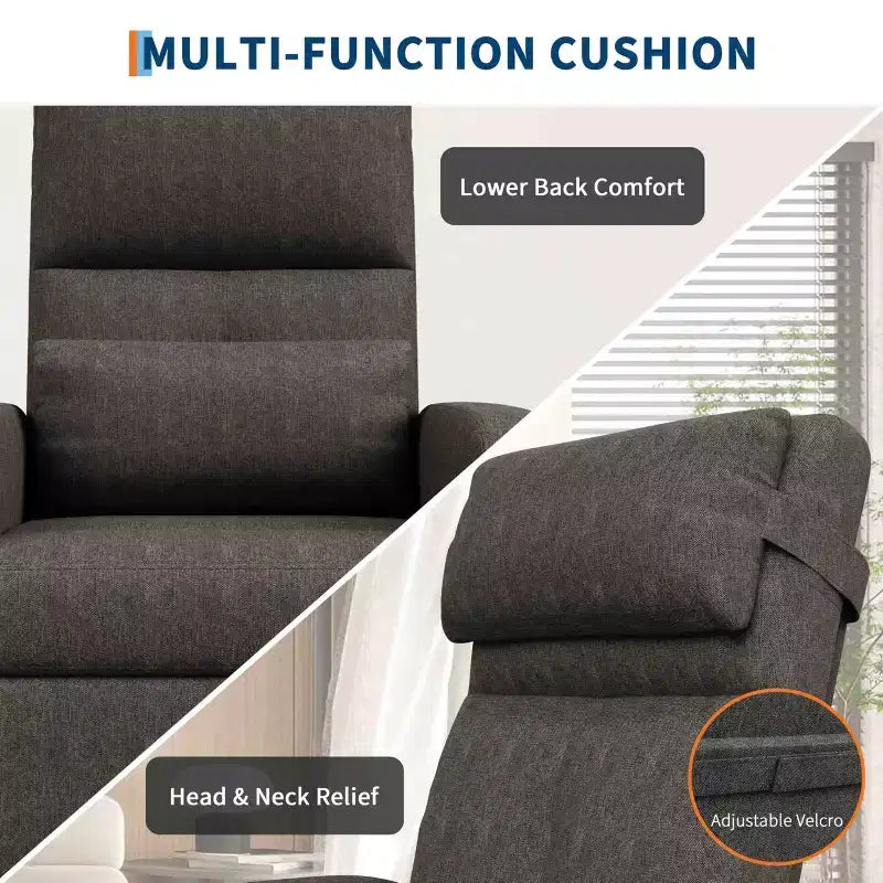 Power Recliner Chair, Ergonomic Linen Single Sofa with Padded Seat & 2 Side Pockets, Adjustable Electric Recliner for Living Room, Bedroom