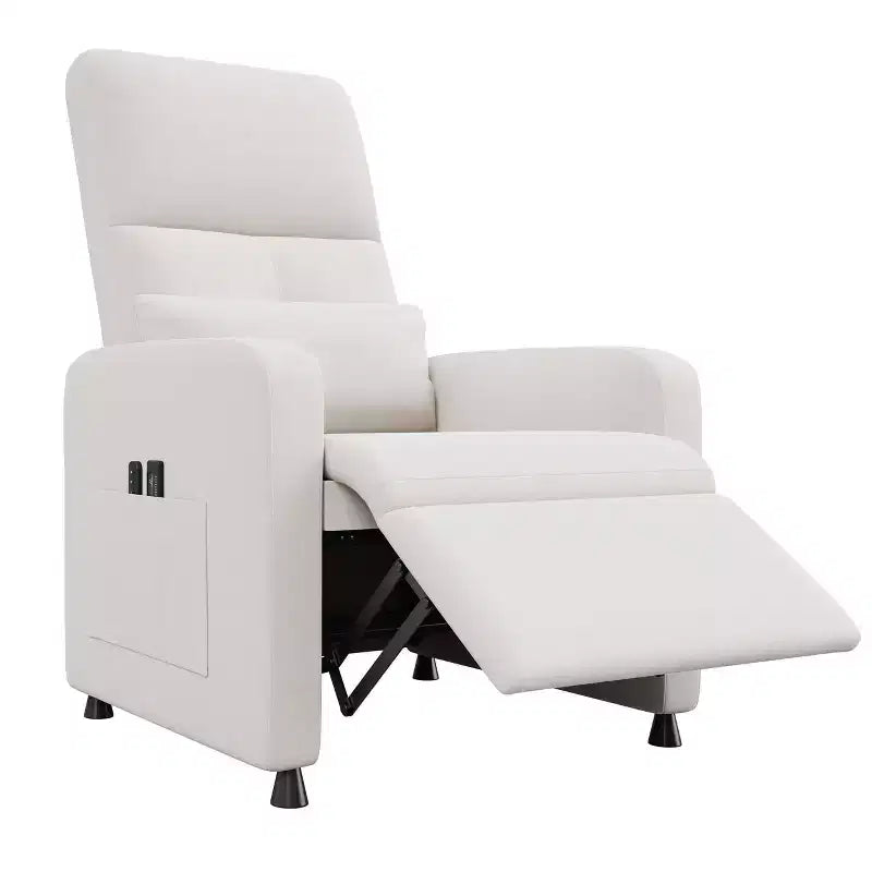 Sillón reclinable eléctrico, Sofá individual ergonómico de lino con asiento acolchado y 2 bolsillos laterales, Reclinable eléctrico ajustable para sala de estar, dormitorio