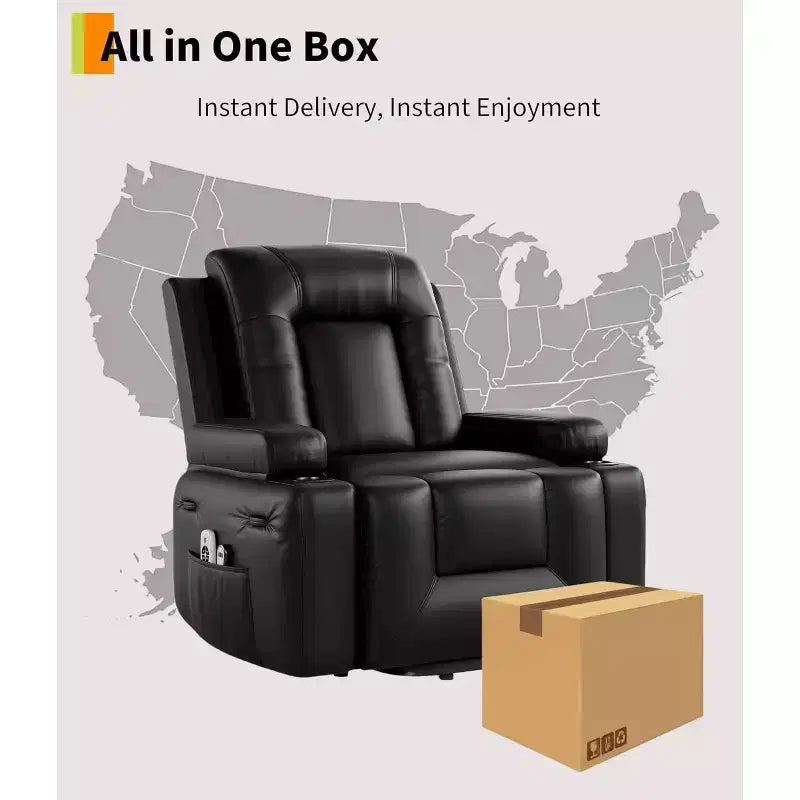 Recliner Chair, Home Theater Seating with Lumbar Support, Faux PU Leather Recliner Sofa, Elderly Recliner Chair for Living Room, Claret