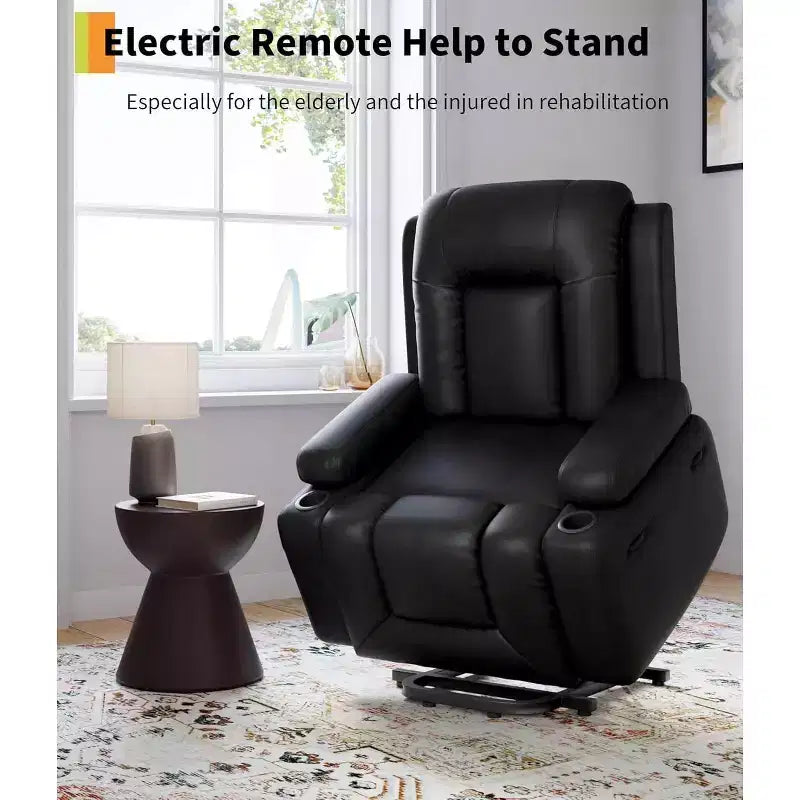 Recliner Chair, Home Theater Seating with Lumbar Support, Faux PU Leather Recliner Sofa, Elderly Recliner Chair for Living Room, Claret