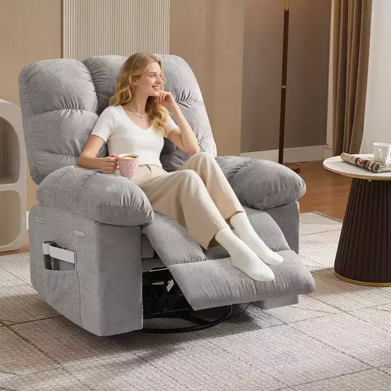 Rocking Recliner Chairs, Massage Recliner Chair, 360 Swivel Rocking Recliner Chair with Side Pockets Cup Holders, for Living Room ,Bedroom