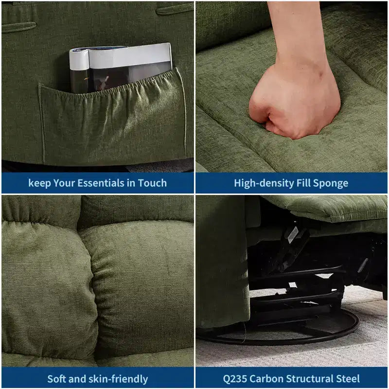 Rocking Recliner Chairs, Massage Recliner Chair, 360 Swivel Rocking Recliner Chair with Side Pockets Cup Holders, for Living Room ,Bedroom
