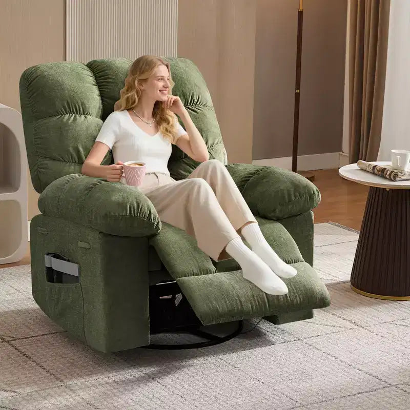 Rocking Recliner Chairs, Massage Recliner Chair, 360 Swivel Rocking Recliner Chair with Side Pockets Cup Holders, for Living Room ,Bedroom