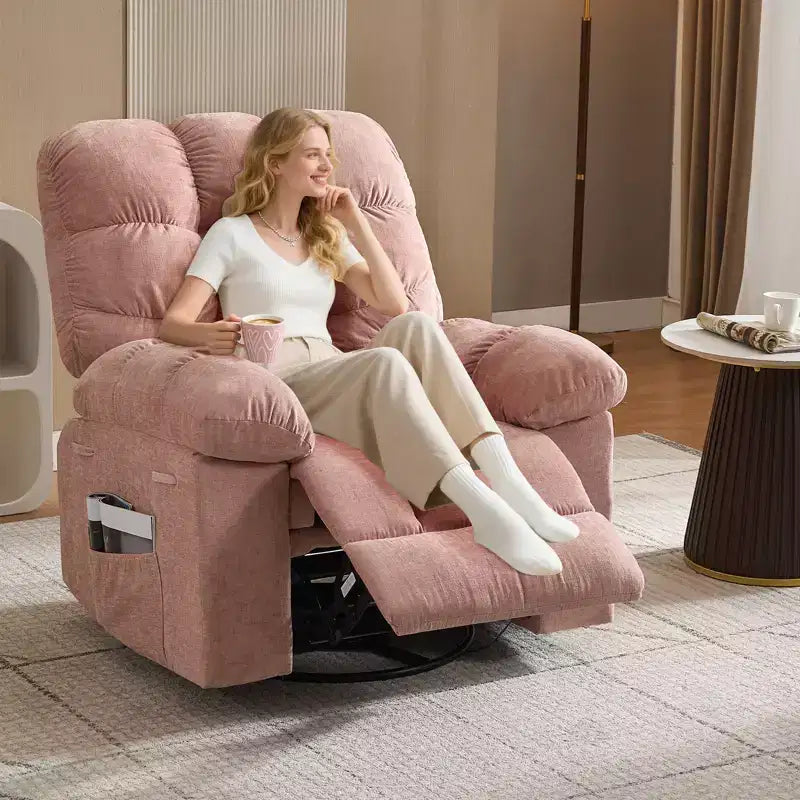 Rocking Recliner Chairs, Massage Recliner Chair, 360 Swivel Rocking Recliner Chair with Side Pockets Cup Holders, for Living Room ,Bedroom