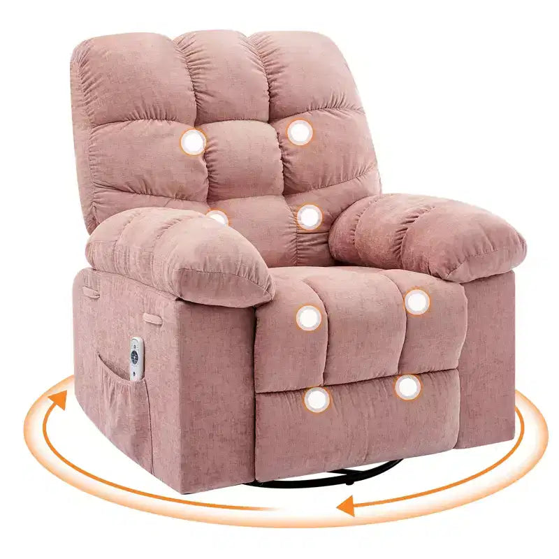Fauteuil inclinable à bascule, Fauteuil inclinable massant, Fauteuil inclinable à bascule pivotant à 360° avec poches latérales et porte-gobelets, pour salon, chambre à coucher