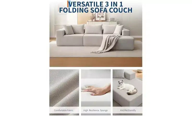 GustoWave 108 Modular Cloud Sectional Couch with Chaise | Fluffy Compressed L Shaped Sofa for Living Room | Sofa Bed Design,Beige