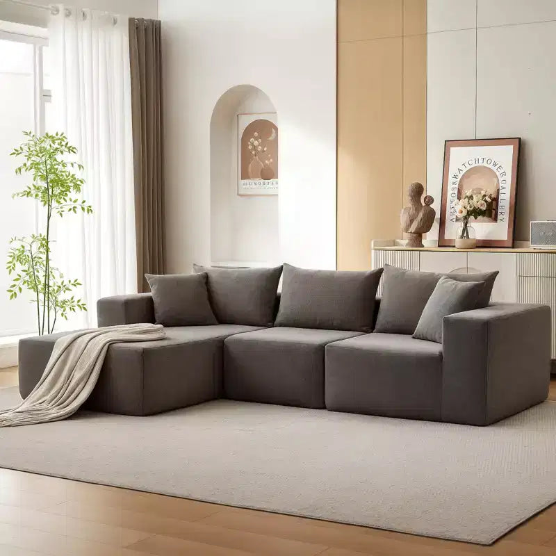 GustoWave 108 Sofá Seccional Modular con Chaise | Sofá Esponjoso en Forma de L Comprimido para Sala de Estar | Diseño de Sofá Cama, Beige