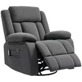 Recliner Massage Armchair with Heat, Oversized Swivel Rocker Recliner with Footrest, Remote Control and Side Pockets, Gray