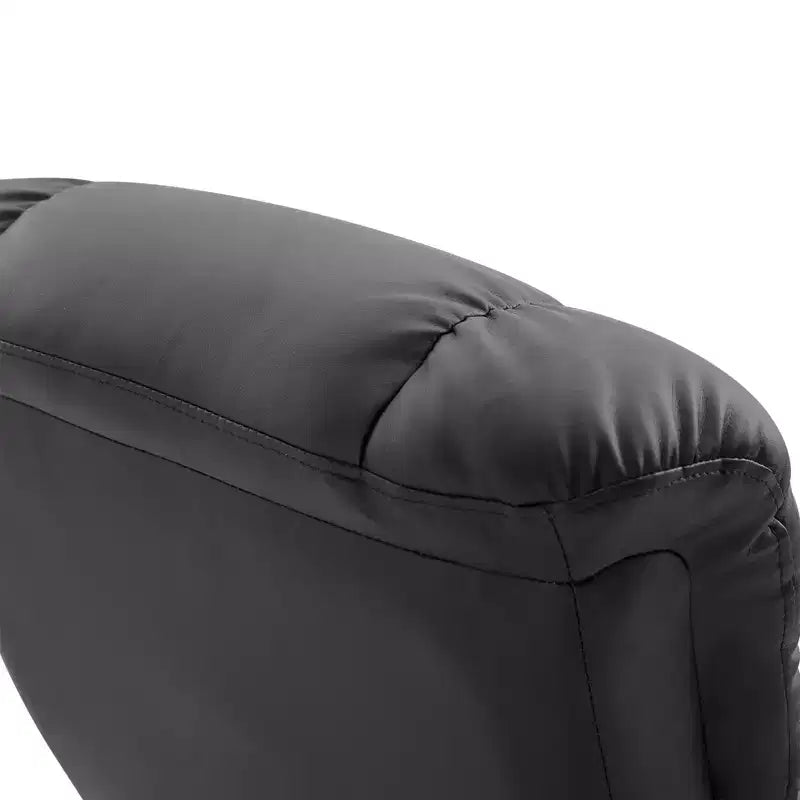 Recliner with Ottoman Footrest, Vibration Massage Recliner Chair with Faux Leather Upholstery and Swivel Wood Base for Living Room and Bedroom