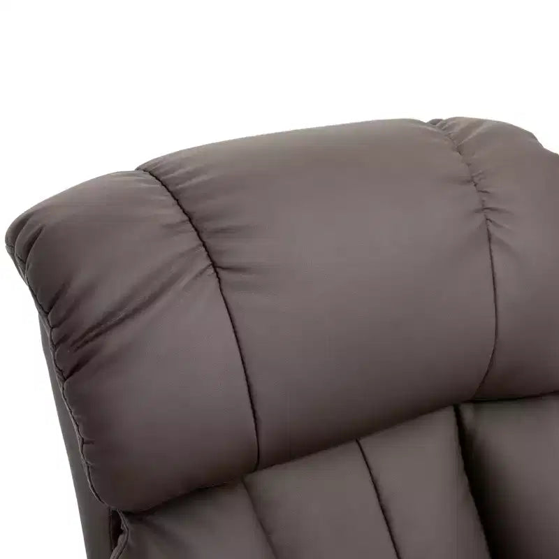 Recliner with Ottoman Footrest, Vibration Massage Recliner Chair with Faux Leather Upholstery and Swivel Wood Base for Living Room and Bedroom