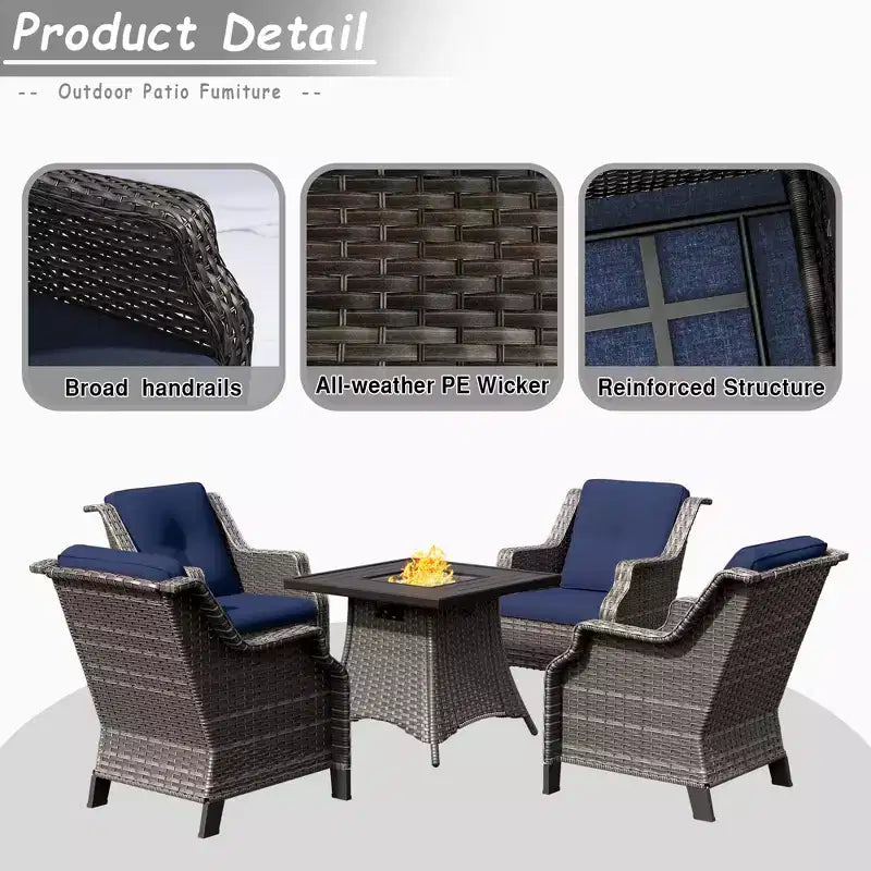 Ensemble de 4 places UPTIOT avec brasero et coussins