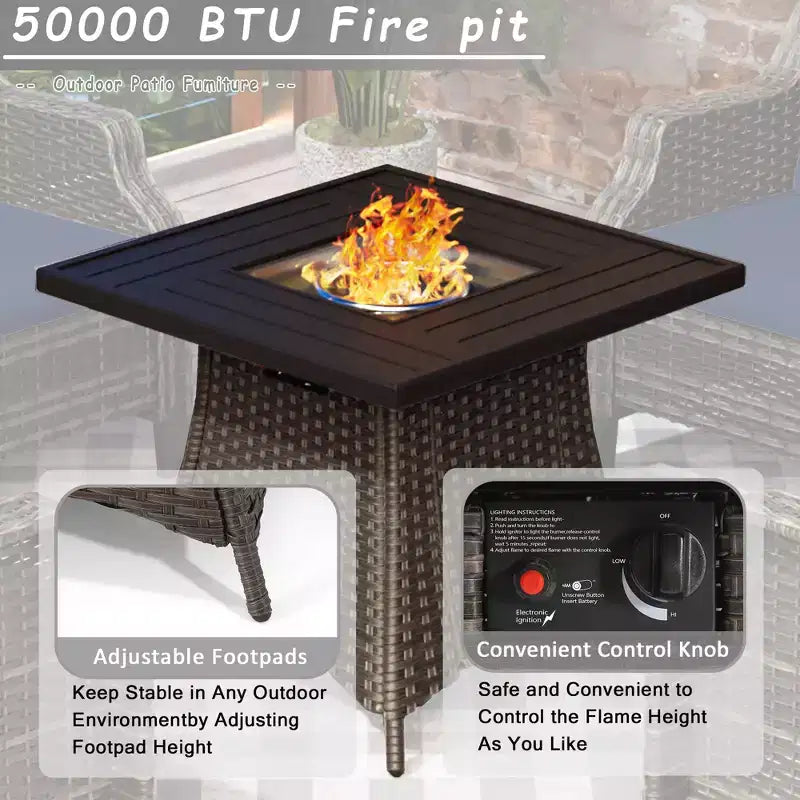 Ensemble de 4 places UPTIOT avec brasero et coussins