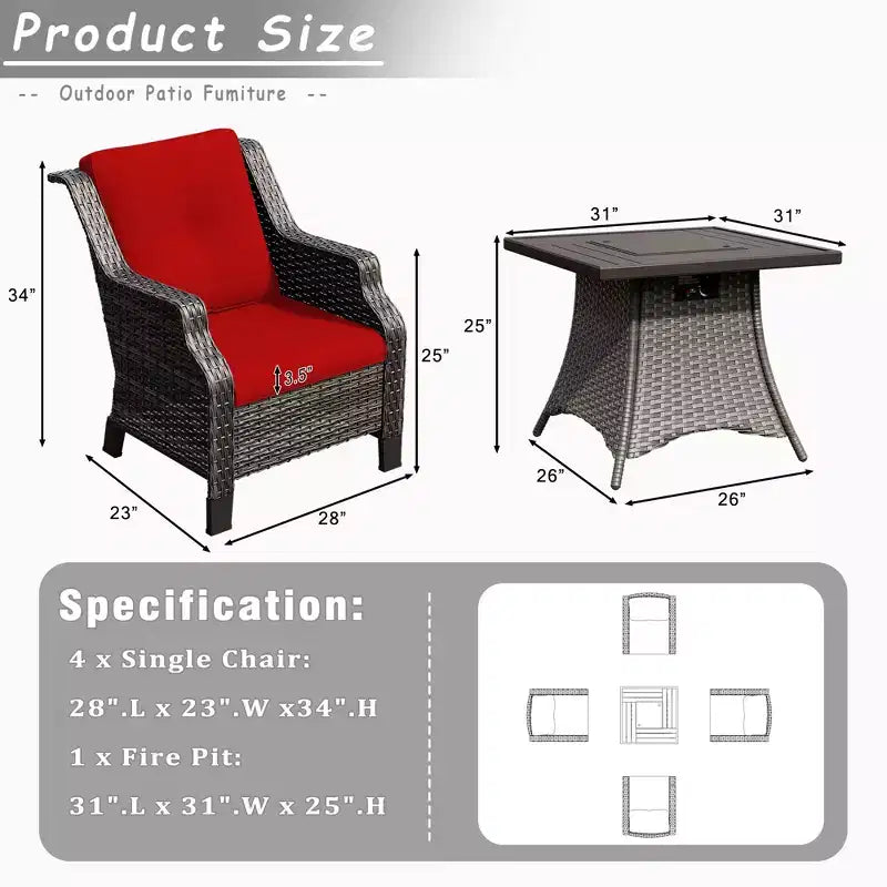 Ensemble de 4 places UPTIOT avec brasero et coussins