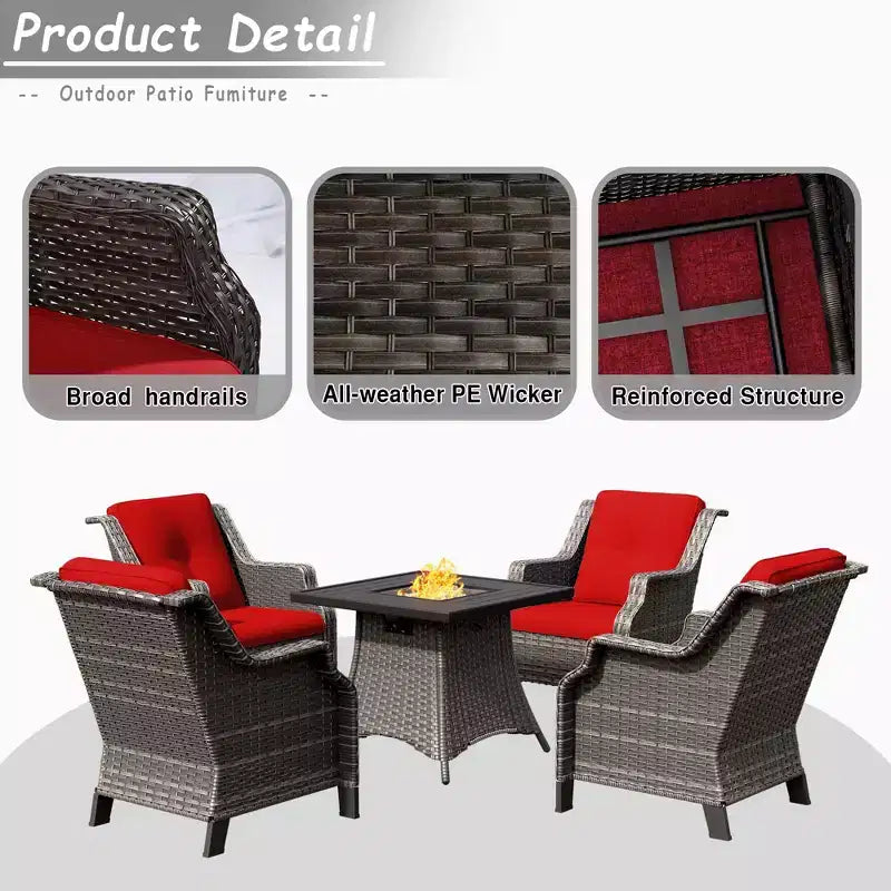 Ensemble de 4 places UPTIOT avec brasero et coussins
