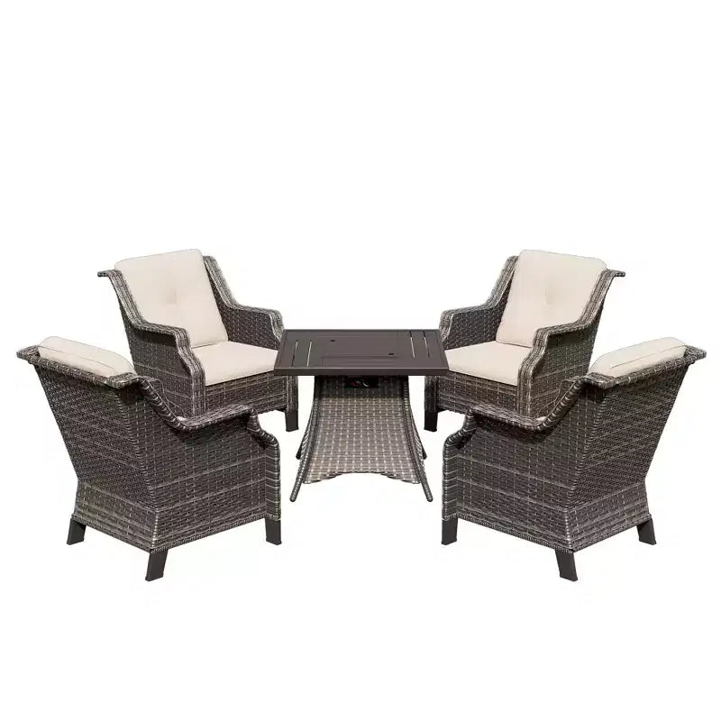UPTIOT 4-Person Seating Group With Fire Pit And Cushions