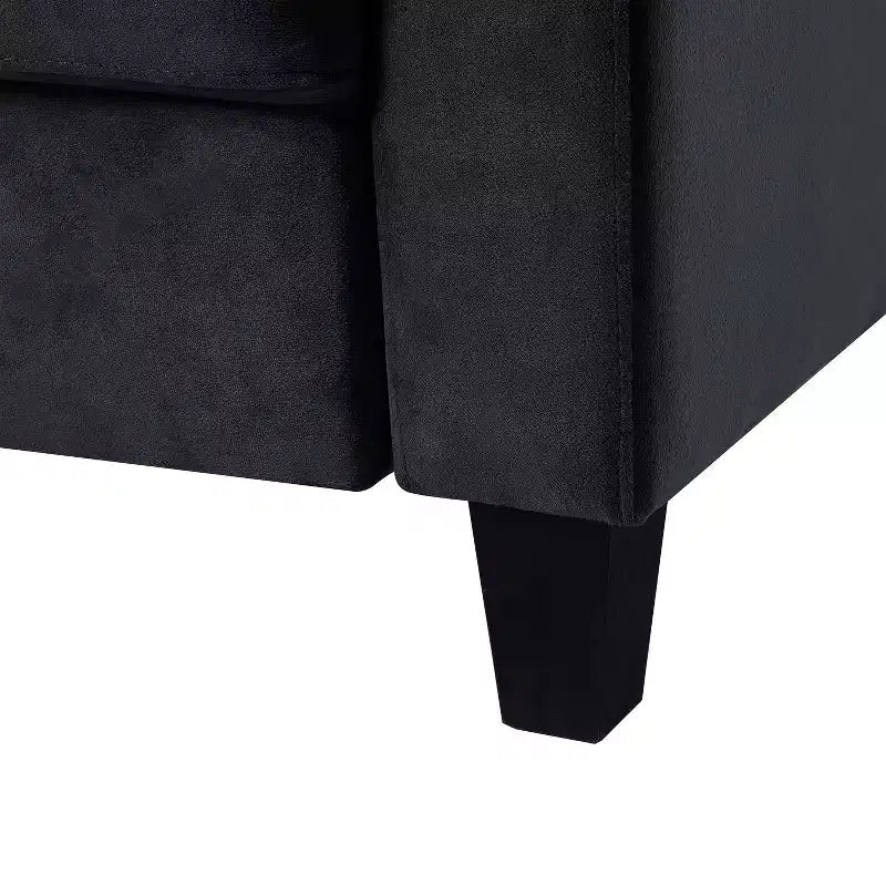PexFix Velvet Upholstered Single Sofa Chair Sectional Couches Mordern Accent Armchair with Wooden Legs for Living Room Bedroom Office Black