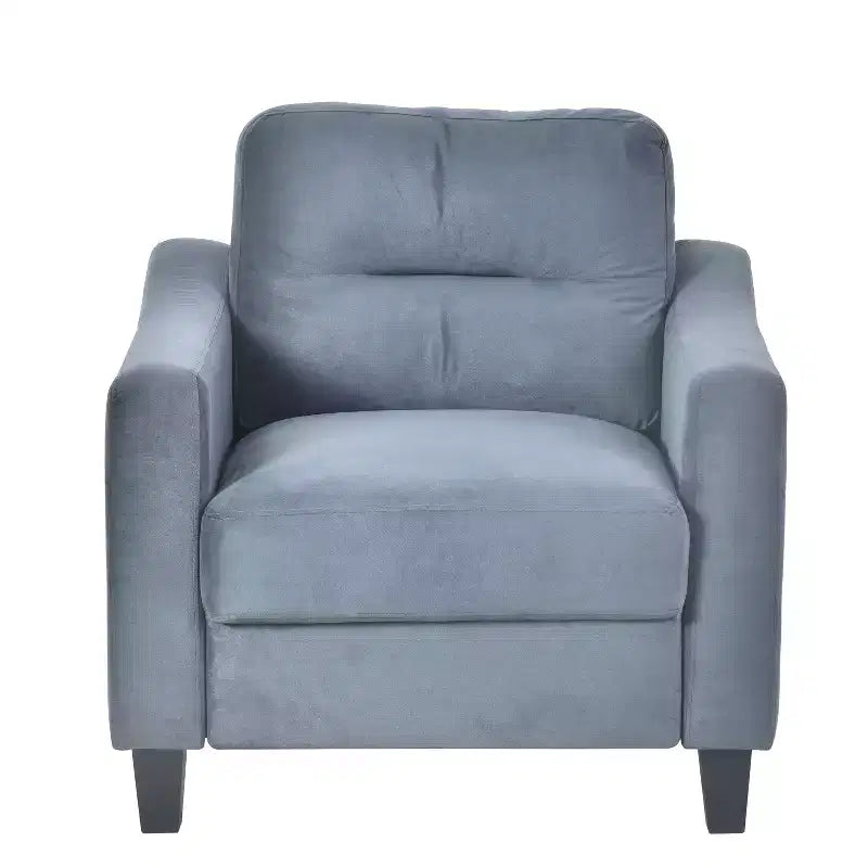 PexFix Velvet Upholstered Single Sofa Chair Sectional Couches Mordern Accent Armchair with Wooden Legs for Living Room Bedroom Office Gray
