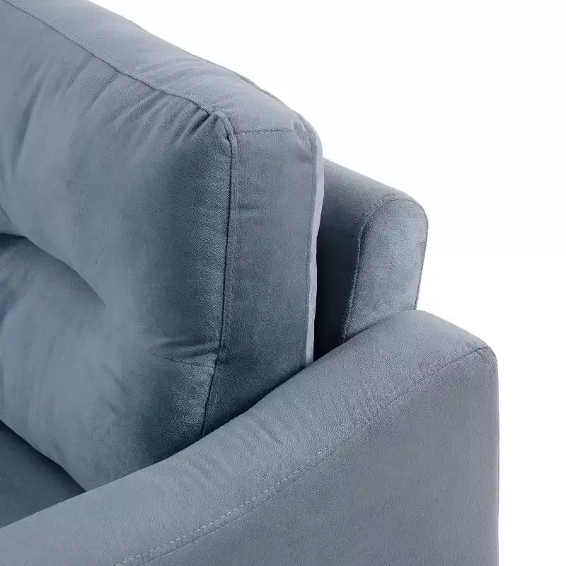 PexFix Velvet Upholstered Single Sofa Chair Sectional Couches Mordern Accent Armchair with Wooden Legs for Living Room Bedroom Office Gray