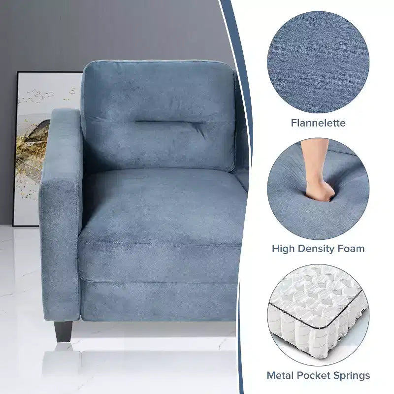 PexFix Modern Velvet Upholstered 3 Set Sectional Couches 3-Seater Sofa Loveseat and Single Chair with Solid Wood Frame for Living Room Apartment Gray
