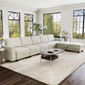 140 Large U Shaped Sectional Couch with Ottoman Chaise, Convertible Modular Sectional Sofa with Ottomans with 7 Seat for Living Room, Office, Beige