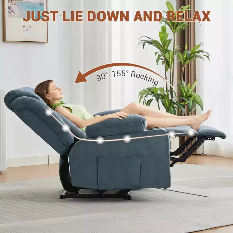 Swivel Rocker Recliner Chair with Massage and Heat,Oversize Ergonomic Lounge Sofa with Extended Footrest,Cup Holders for Living Room, Bedroom