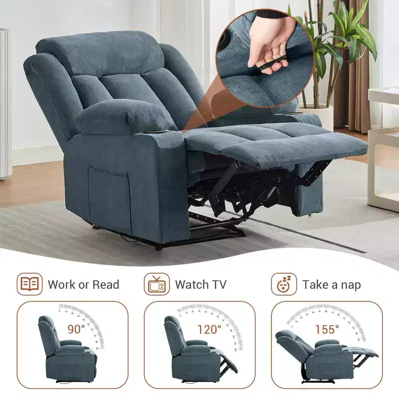 Swivel Rocker Recliner Chair with Massage and Heat,Oversize Ergonomic Lounge Sofa with Extended Footrest,Cup Holders for Living Room, Bedroom
