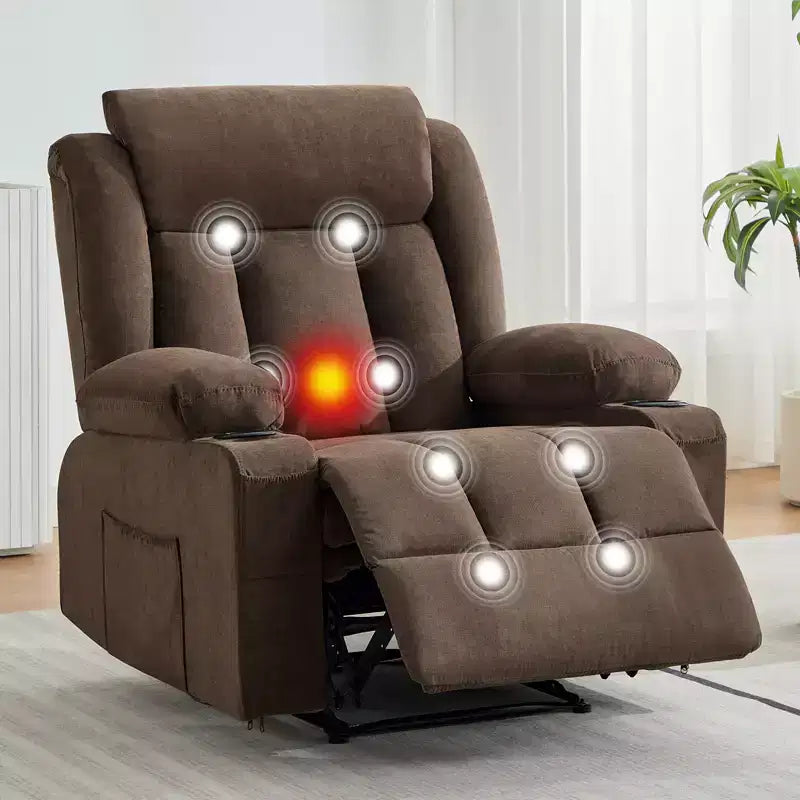 Swivel Rocker Recliner Chair with Massage and Heat,Oversize Ergonomic Lounge Sofa with Extended Footrest,Cup Holders for Living Room, Bedroom