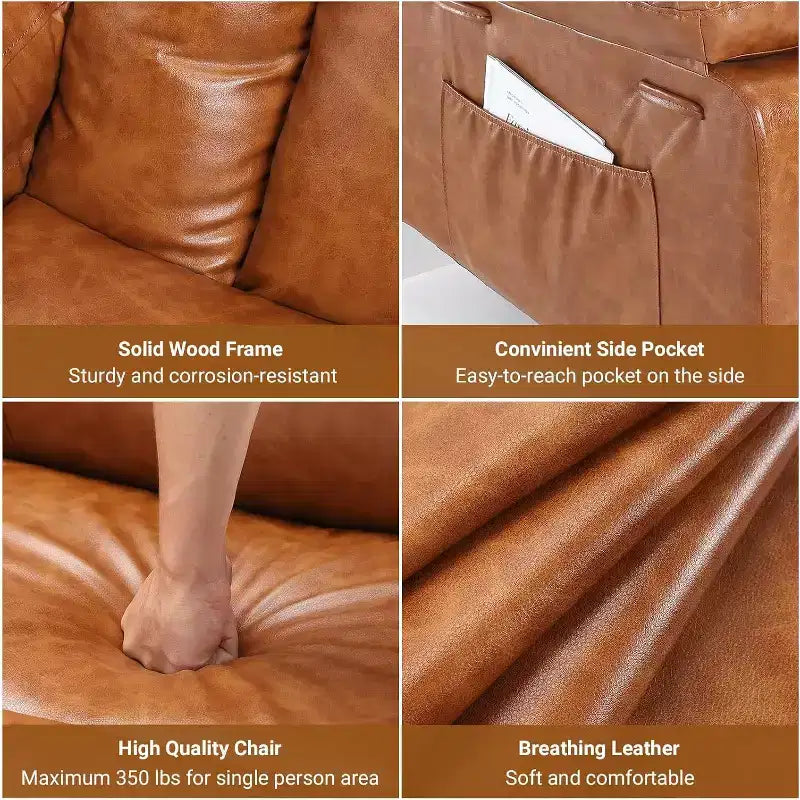 Oversized Power Lift Recliner Chair - Heat and Massage, PU Leather Electric Lift Recliner for Elderly & Mobility Impaired