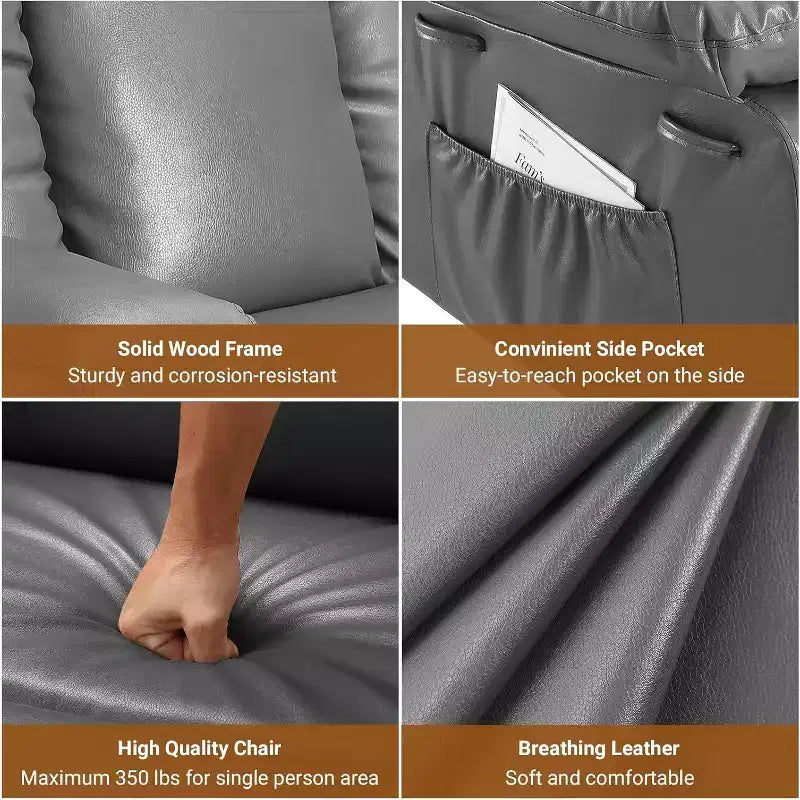 Oversized Power Lift Recliner Chair - Heat and Massage, PU Leather Electric Lift Recliner for Elderly & Mobility Impaired