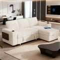 Dyonery Chenille Modular Sectional Couches for Living Room,Comfy Couch with Arm Storage Pull Out Sofa Bed with Cup Holder Tool-free Assembly
