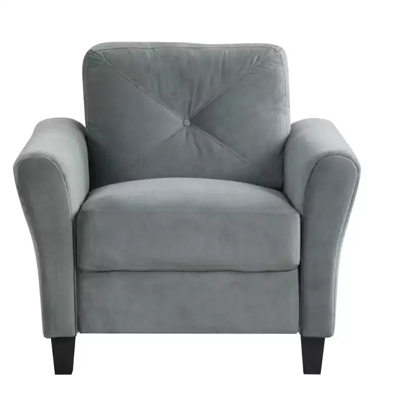 PexFix 35 L x 32.75 H Velvet Upholstered Single Sofa Chair with Button Tufted Backrest Modern Armchair for Living Room Bedroom Office Gray