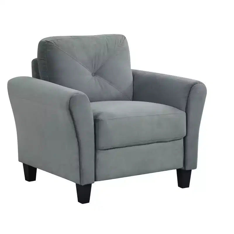 PexFix 35 L x 32.75 H Velvet Upholstered Single Sofa Chair with Button Tufted Backrest Modern Armchair for Living Room Bedroom Office Gray