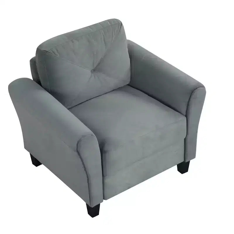 PexFix 35 L x 32.75 H Velvet Upholstered Single Sofa Chair with Button Tufted Backrest Modern Armchair for Living Room Bedroom Office Gray