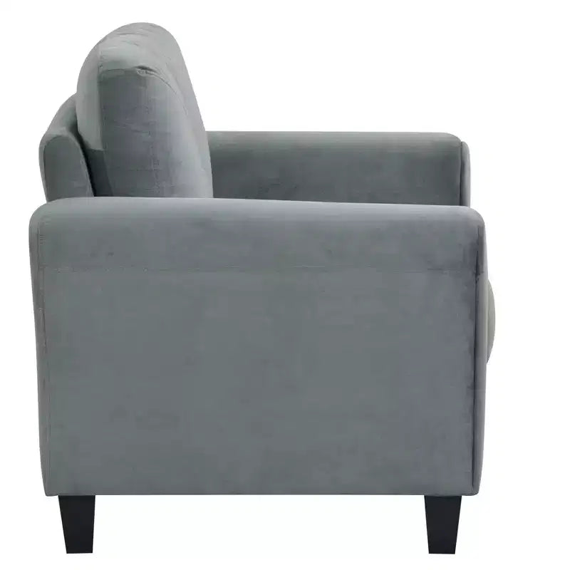 PexFix 35 L x 32.75 H Velvet Upholstered Single Sofa Chair with Button Tufted Backrest Modern Armchair for Living Room Bedroom Office Gray