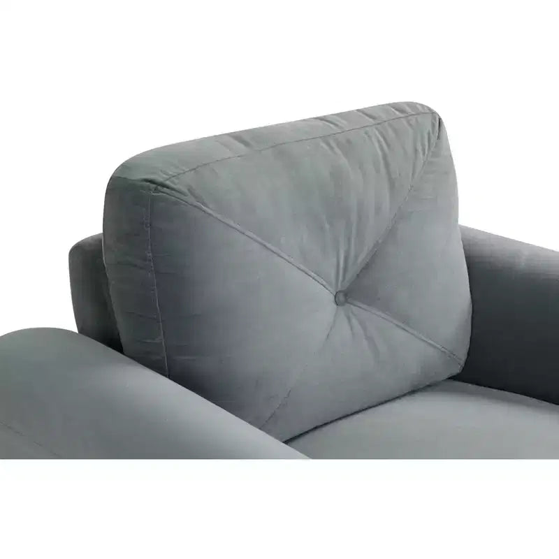 PexFix 35 L x 32.75 H Velvet Upholstered Single Sofa Chair with Button Tufted Backrest Modern Armchair for Living Room Bedroom Office Gray