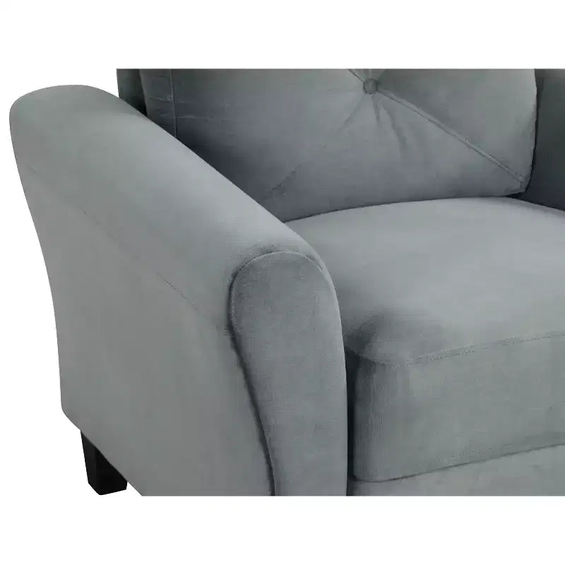 PexFix 35 L x 32.75 H Velvet Upholstered Single Sofa Chair with Button Tufted Backrest Modern Armchair for Living Room Bedroom Office Gray