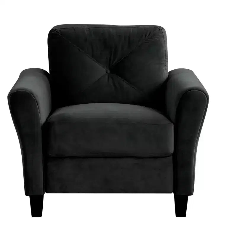 PexFix 35 L x 32.75 H Velvet Upholstered Single Sofa Chair with Button Tufted Backrest Modern Armchair for Living Room Bedroom Office Black