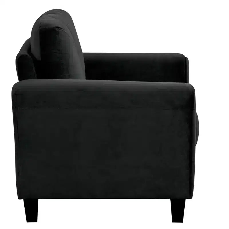 PexFix 35 L x 32.75 H Velvet Upholstered Single Sofa Chair with Button Tufted Backrest Modern Armchair for Living Room Bedroom Office Black