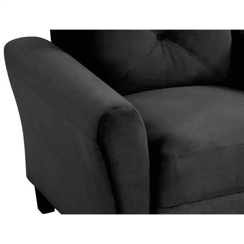 PexFix 35 L x 32.75 H Velvet Upholstered Single Sofa Chair with Button Tufted Backrest Modern Armchair for Living Room Bedroom Office Black